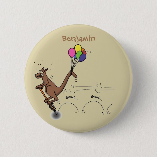 Australischer Spaß Kangaroo Cartoon Illustration Button (Vorderseite)