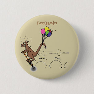 Australischer Spaß Kangaroo Cartoon Illustration Button