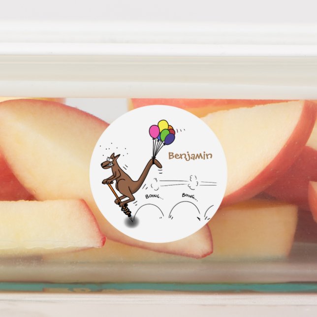 Australischer Spaß Kangaroo Cartoon Illustration Etiketten (Befestigt)