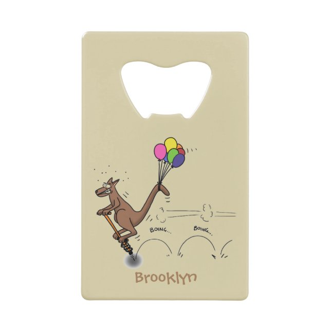 Australischer Spaß Kangaroo Cartoon Illustration Geldbeutel Flaschenöffner (Vorderseite)