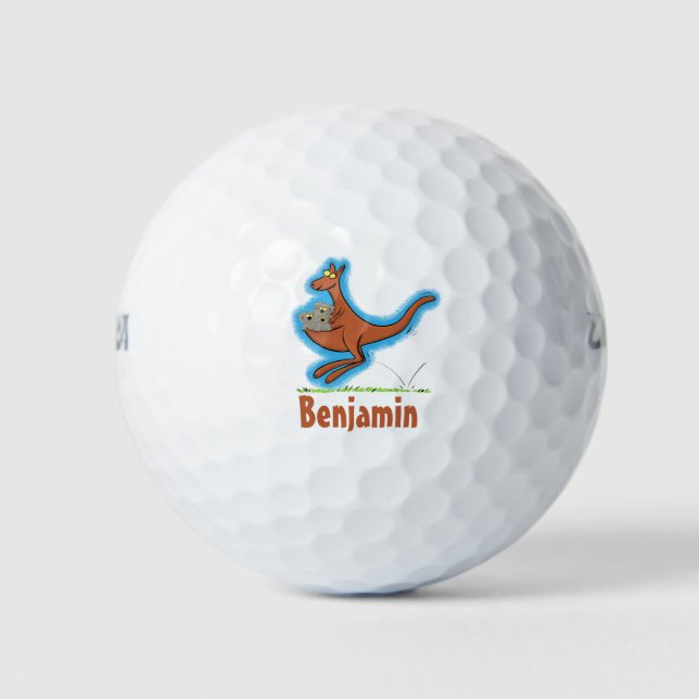 Australischer Spaß Kangaroo Cartoon Illustration Golfball (Vorderseite)