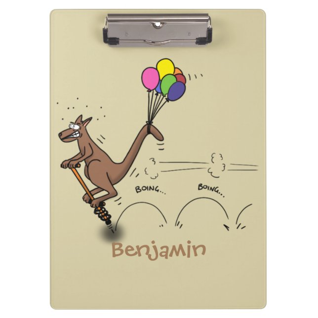 Australischer Spaß Kangaroo Cartoon Illustration Klemmbrett (Vorderseite)