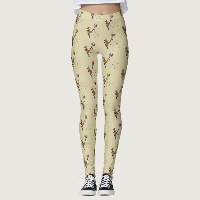 Australischer Spaß Kangaroo Cartoon Illustration Leggings (Vorderseite)