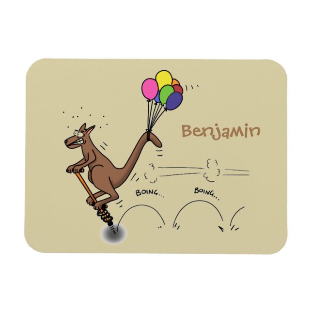 Australischer Spaß Kangaroo Cartoon Illustration Magnet (Horizontal)
