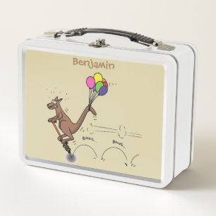 Australischer Spaß Kangaroo Cartoon Illustration Metall Brotdose