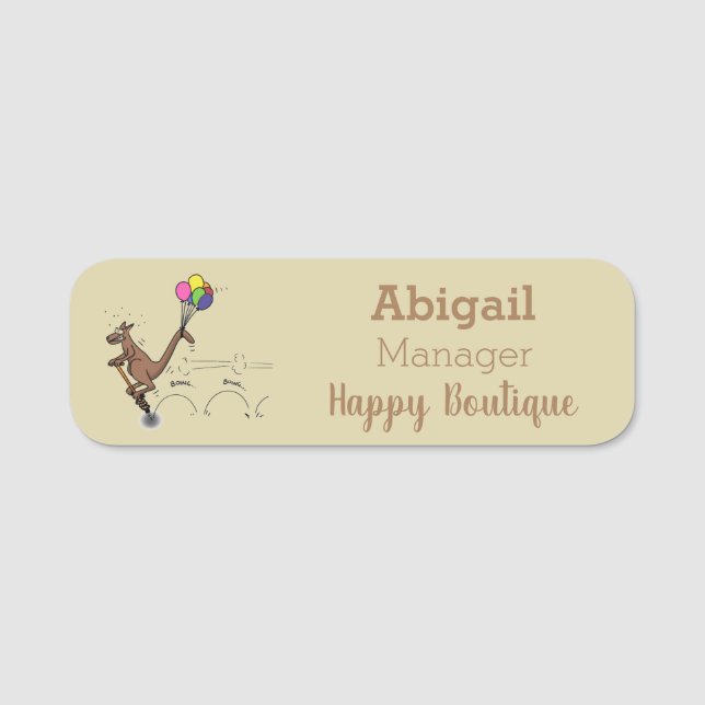 Australischer Spaß Kangaroo Cartoon Illustration Namensschild (Vorderseite)