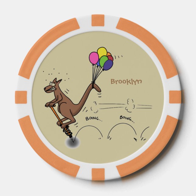 Australischer Spaß Kangaroo Cartoon Illustration Pokerchips (Vorderseite)