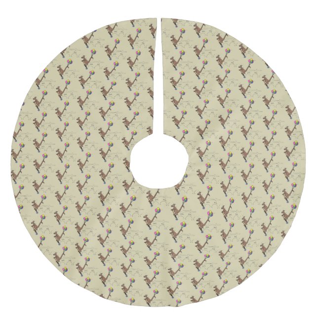 Australischer Spaß Kangaroo Cartoon Illustration Polyester Weihnachtsbaumdecke (Vorderseite)