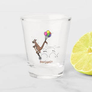 Australischer Spaß Kangaroo Cartoon Illustration Schnapsglas