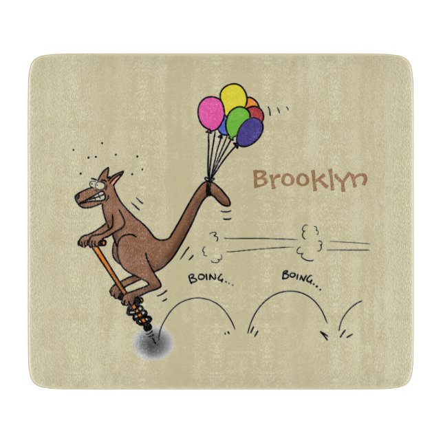 Australischer Spaß Kangaroo Cartoon Illustration Schneidebrett (Vorderseite)