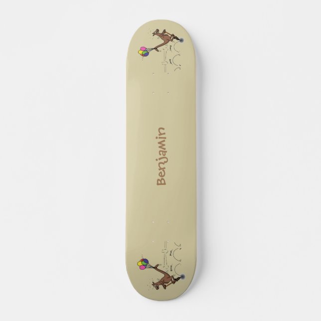 Australischer Spaß Kangaroo Cartoon Illustration Skateboard (Vorne)