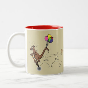 Australischer Spaß Kangaroo Cartoon Illustration Zweifarbige Tasse