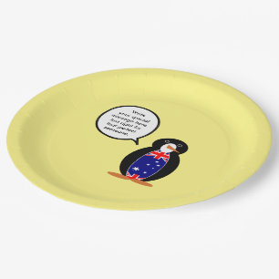 Australischer sprechender Ms-Pinguin personalisier Pappteller