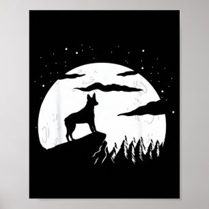 Australischer Stumpy Tail Cattle Dog und Mond Poster