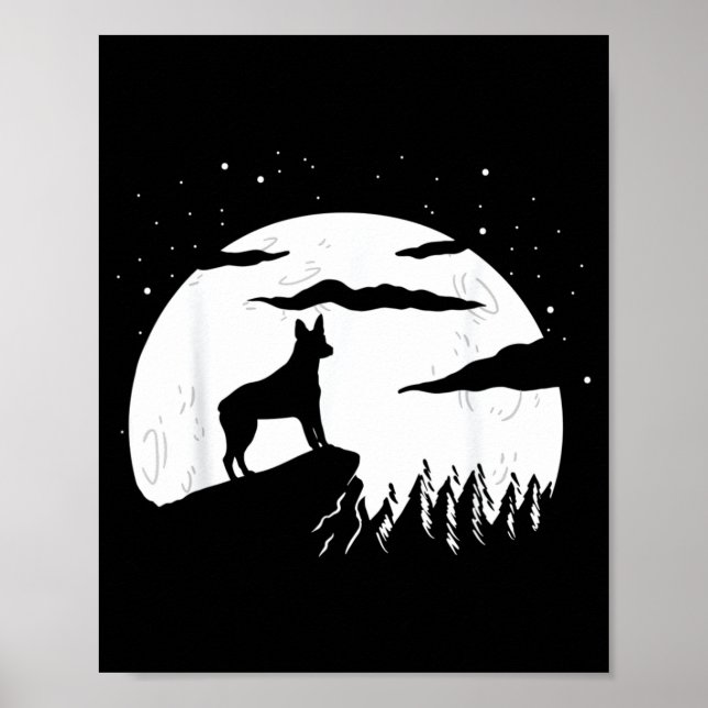 Australischer Stumpy Tail Cattle Dog und Mond Poster (Vorne)