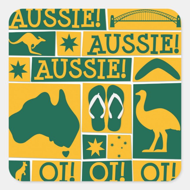 Australischer Tag Quadratischer Aufkleber (Vorderseite)