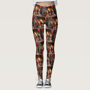 Australischer Terrier am Kamin Weihnachten Leggings