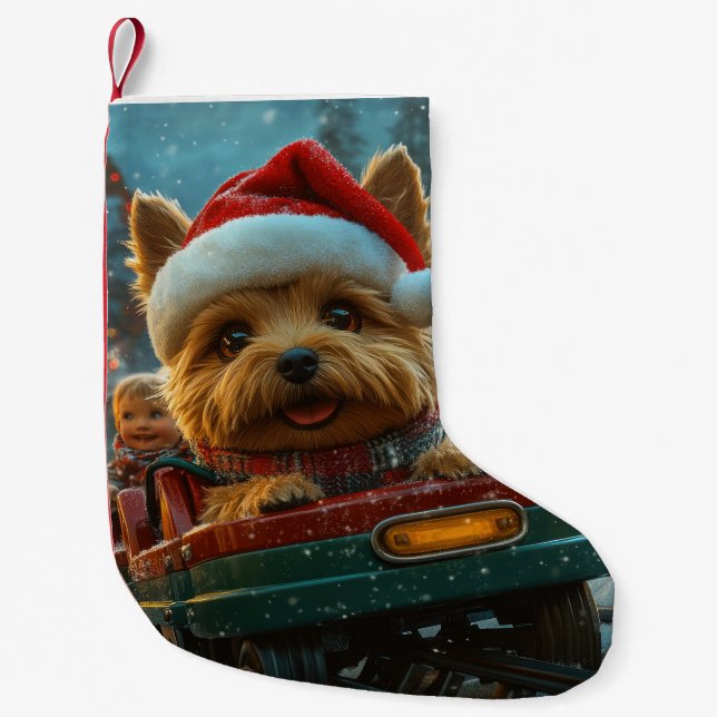 Australischer Terrier Dog Roller Untersetzer Weihn Kleiner Weihnachtsstrumpf (Vorderseite)