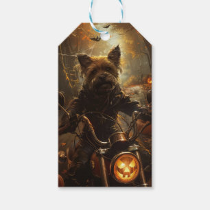 Australischer Terrier fährt Motorrad Halloween Geschenkanhänger