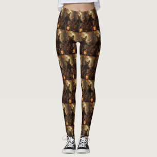 Australischer Terrier fährt Motorrad Halloween Leggings