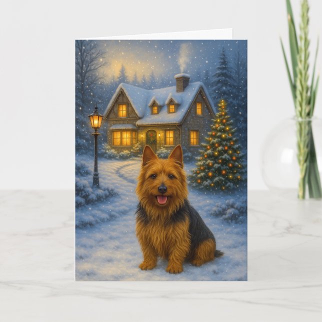 Australischer Terrier Feiertagskarte (Vorderseite)