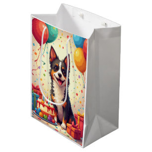 Australischer Terrier Geburtstagsfeier Mittlere Geschenktüte