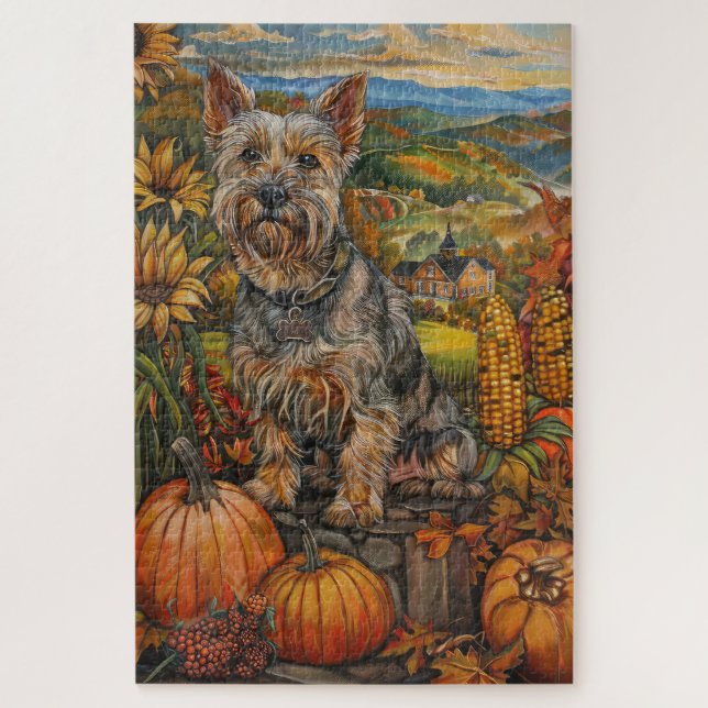 Australischer Terrier Herbsternte Erntedank Puzzle (Vertikal)