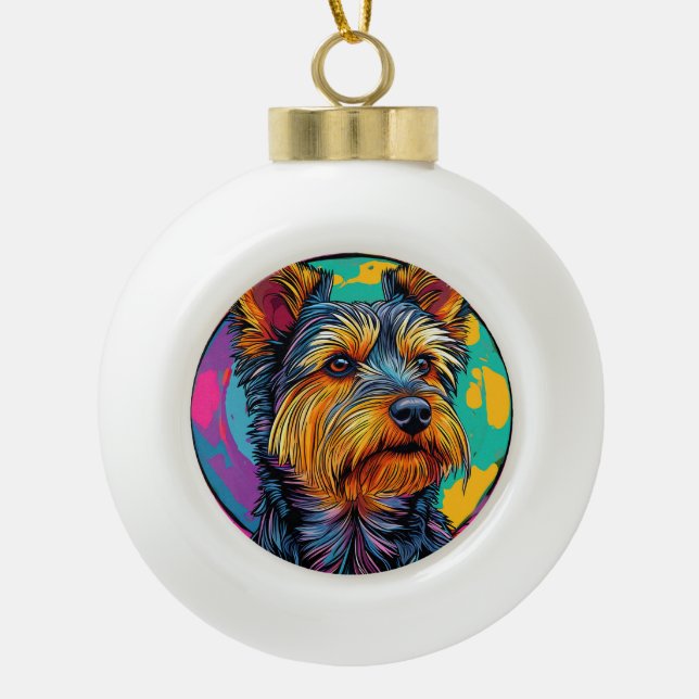 Australischer Terrier Hund Keramik Kugel-Ornament (Vorderseite)