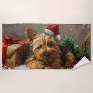 Australischer Terrier Hund Weihnachtsfest Strandtuch