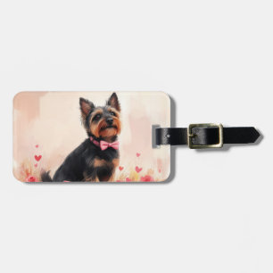 Australischer Terrier mit Rosen - Valentinstag Gepäckanhänger