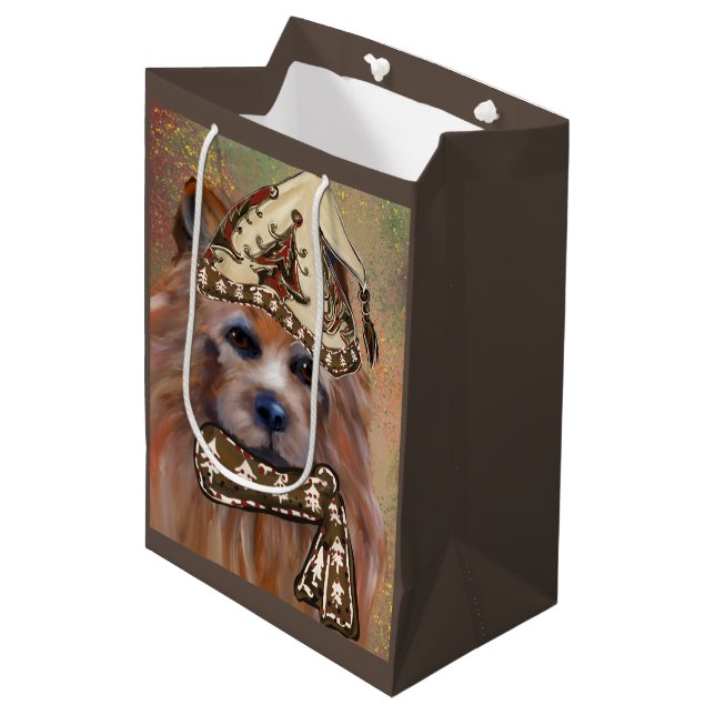 AUSTRALISCHER TERRIER MITTLERE GESCHENKTÜTE (Vorderseite Schrägansicht)