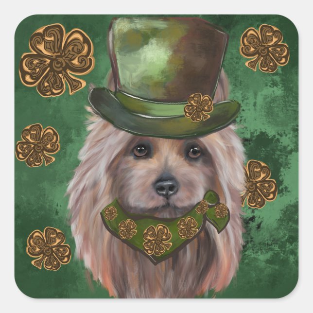 AUSTRALISCHER TERRIER QUADRATISCHER AUFKLEBER (Vorderseite)