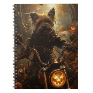 Australischer Terrier Riding Motorrad Halloween Notizblock