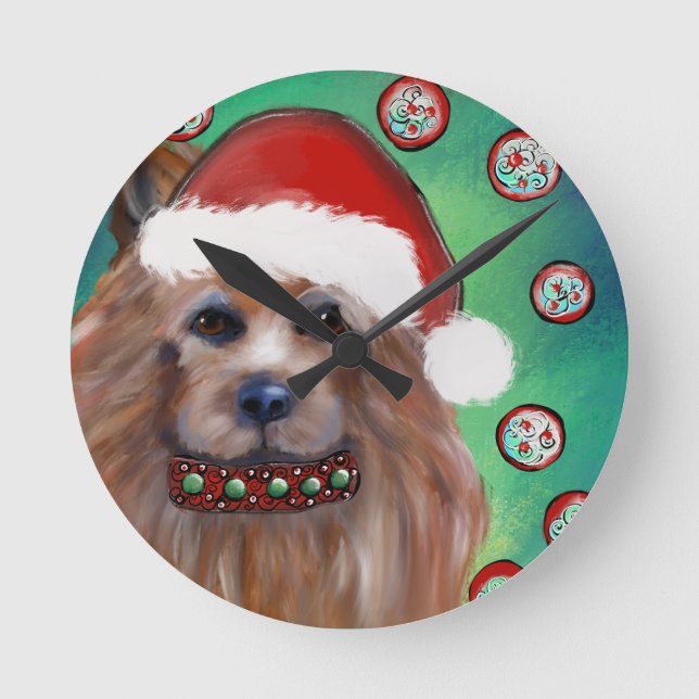 AUSTRALISCHER TERRIER RUNDE WANDUHR (Vorderseite)