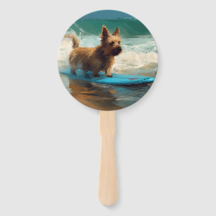Australischer Terrier Strand Surfen Malerei Fächer