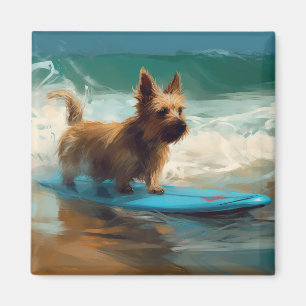 Australischer Terrier Strand Surfen Malerei Magnet