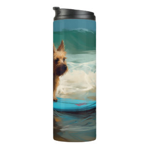 Australischer Terrier Strand Surfen Malerei Thermosbecher