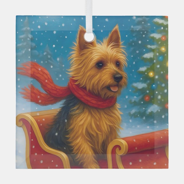 Australischer Terrier Urlaub  Ornament Aus Glas (Vorderseite)