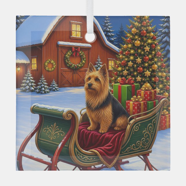 Australischer Terrier Urlaub  Ornament Aus Glas (Vorderseite)