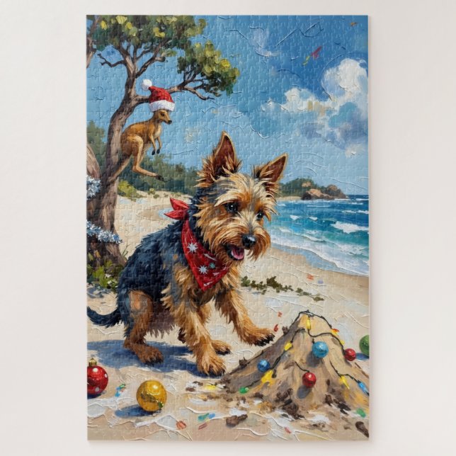 Australischer Terrier Weihnachten Down Under Urlau Puzzle (Vertikal)