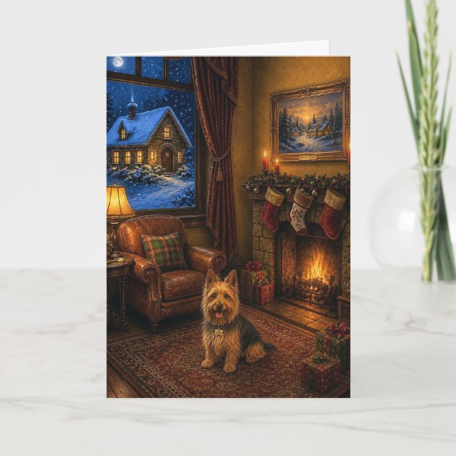 Australischer Terrier Weihnachtskarte Feiertagskarte (Vorderseite)