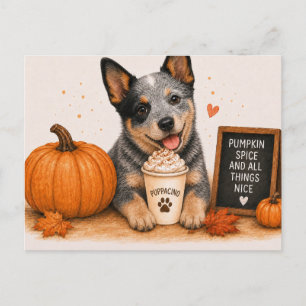Australischer Tierzüchterhund lädt zum Kürbisgewür Postkarte