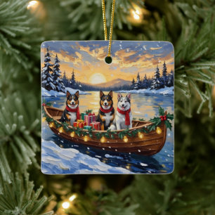 Australischer Tierzüchterhund Weihnachtsboot Urlau Keramikornament