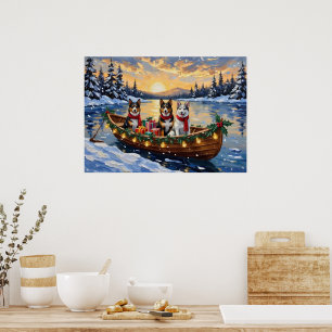Australischer Tierzüchterhund Weihnachtsboot Urlau Poster