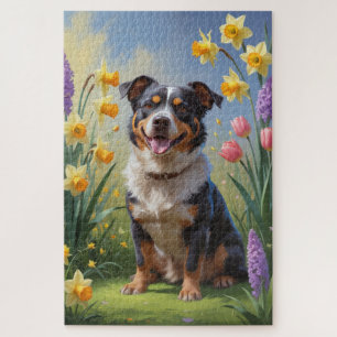 Australischer Treibhund Frühlingsblumen Malerei Puzzle
