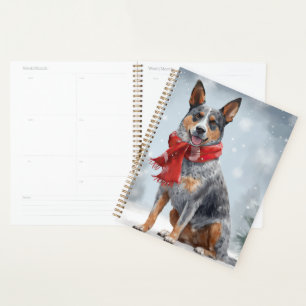 Australischer Treibhund im Schnee Weihnachten Planer
