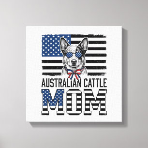 Australischer Tüderhund-Mutter Patriotisches Vinta Leinwanddruck
