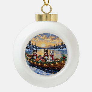 Australischer Tüderhund Weihnachtsboot Urlaub Keramik Kugel-Ornament