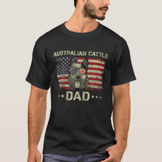 Australischer Vater Hunde liebt amerikanische Flag T-Shirt