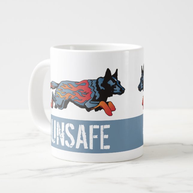 Australischer Vieh-Hund - unsicher mit irgendeiner Jumbo-Tasse (Vorderseite Links)